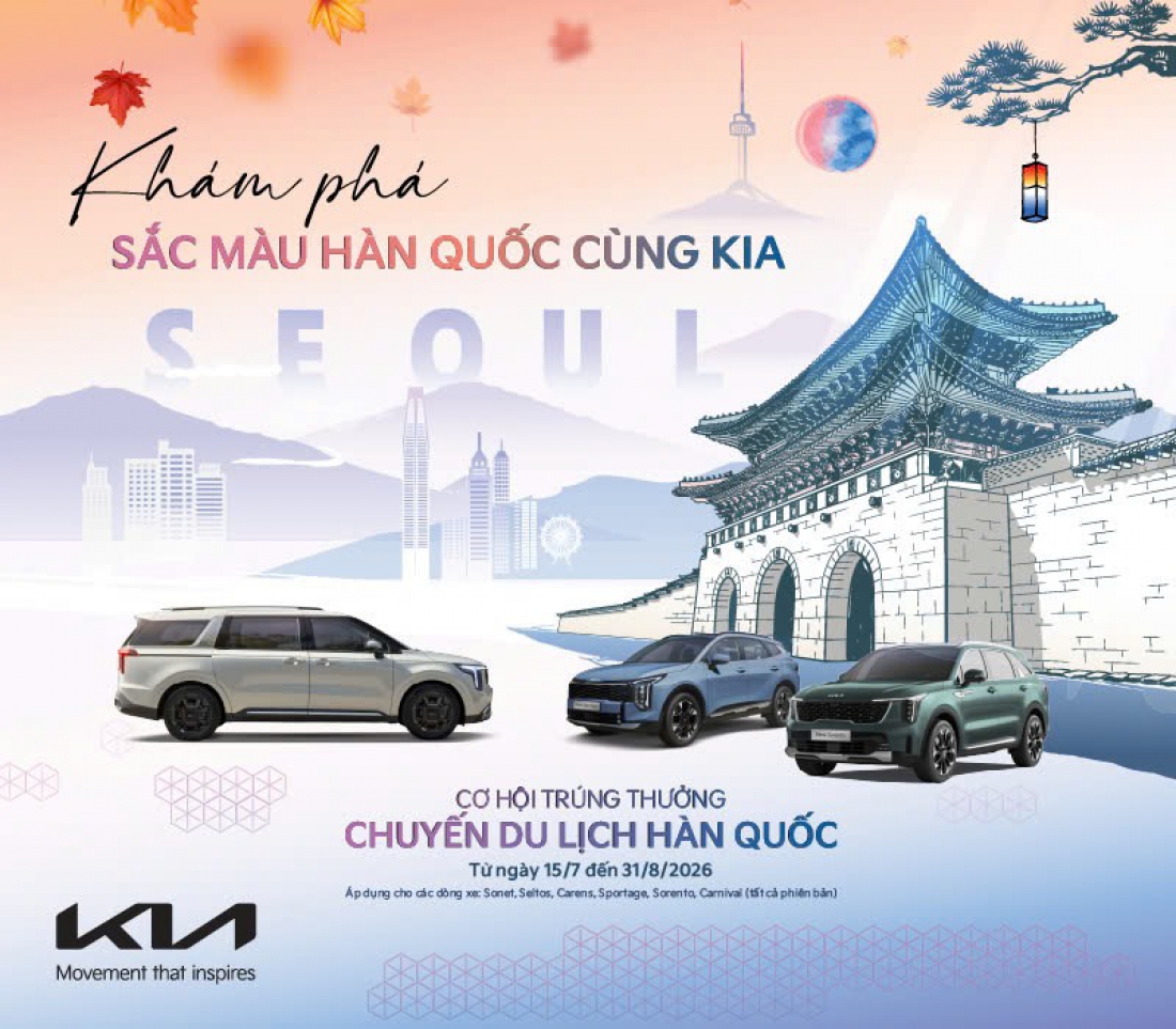 Sở hữu SUV Kia, khám phá Hàn Quốc: Nhận voucher du lịch tổng trị giá lên đến 800 triệu đồng